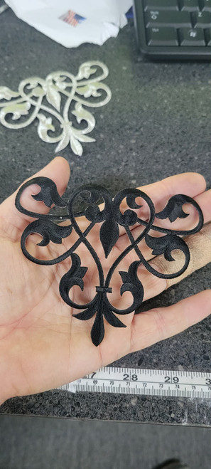 Decorative Swirl Black Embroidered iron On Applique
