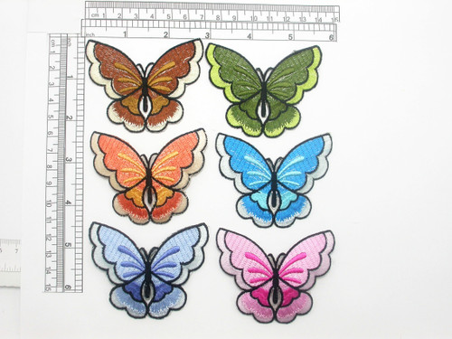 Butterfly Patch Bordered Iron on Embroidered Applique 2 7/8" x 2 1/4"