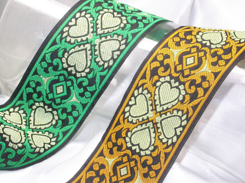 Jacquard Ribbon 2" Four Leaf Clover *Colors* per Yard