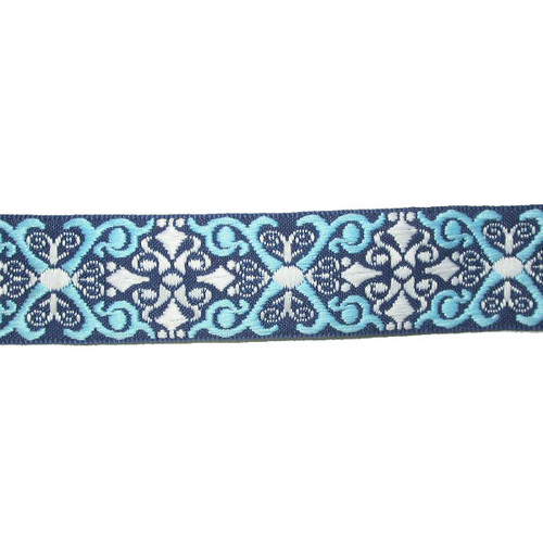 Jacquard Ribbon 1" Renaissance Style Dark Blue