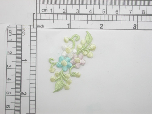 Flower Darling Buds patch  Pink/White/Turquoise Iron On Embroidered Applique