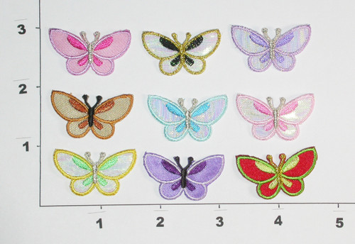 Butterfly Iron On Patch Applique  Shiny Wings 1 3/8" X 7/8" *Colors*