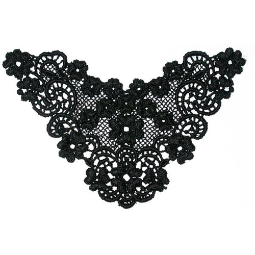 12 Pack Venice Lace Yoke Applique - Medium Black