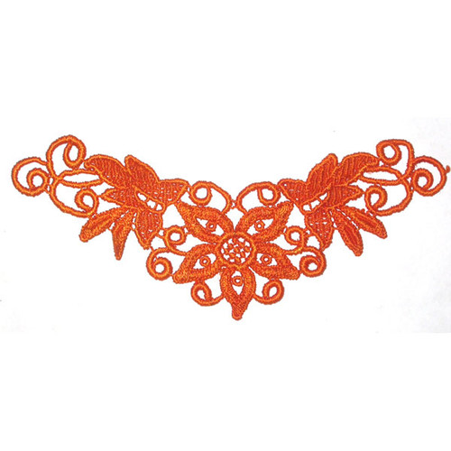 Venise Lace Flower Yoke Applique ORANGE - 6 pack