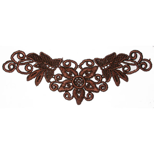 Venise Lace Flower Yoke Applique BROWN