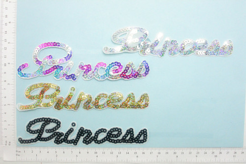Sequin Word PRINCESS Iron On Patch Applique