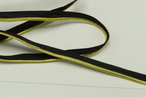 1/8" Metallic Gold  Piping Cord edge Trim 10 Yards   Black 1/4" lip
