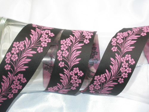 Jacquard Ribbon 1 9/16" (40mm) 100% Poly - Millefolia PINK

