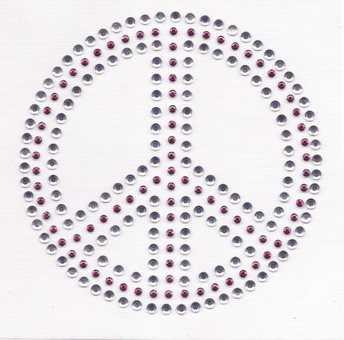 Rhinestud Applique -  Peace Symbol Pink & Silver