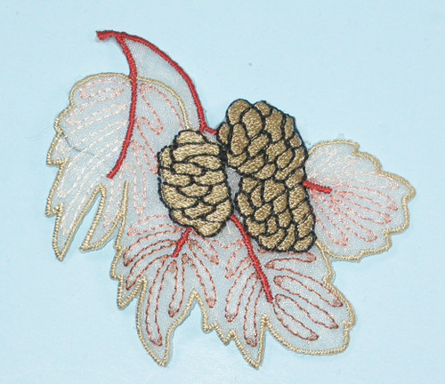 Sheer Leaf with Pine Cone 3" x 2 3/8"