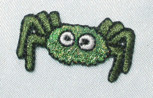 Spider Sparkly Green 1 1/8" across Iron On Patch Applique