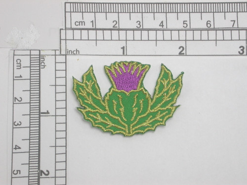 Thistle Scottish Highland 1 1/4" High Embroidered Iron On Patch Applique