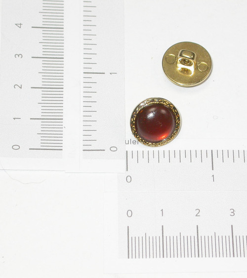 Button 5/8" Shank 24K Gold Plated with Amber Fill - Per Piece