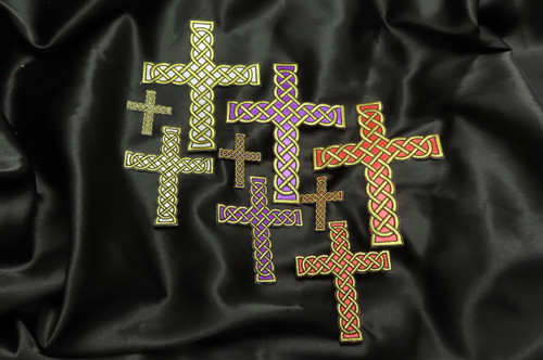 Celtic Gold Rope Cross Iron On Applique 3 sizes & colors