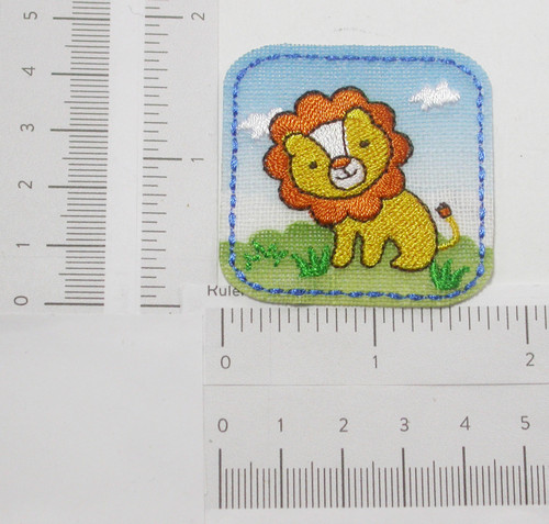 Lion Cute Square Patch Iron On Embroidered  Applique