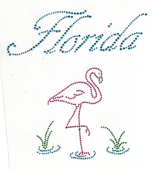 Rhinestud Applique - "Florida" with Flamingo