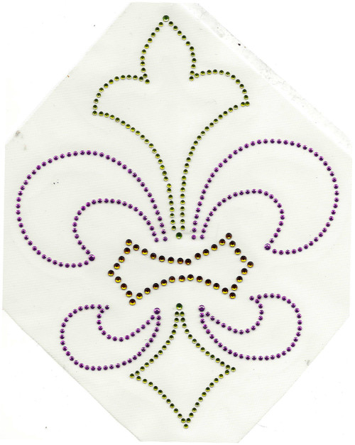 Rhinestud Applique - Fleur de Lys Multi Mardi Gras