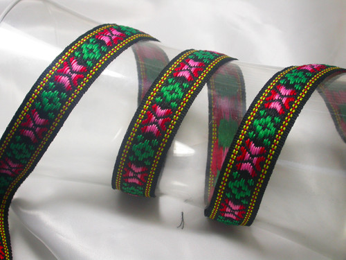 Jacquard Ribbon 3/4 " (20mm) Heavy Emb with Border priced Per Yard