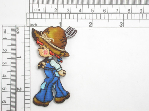 Farmer Girl Gardener Embroidered Iron On Applique