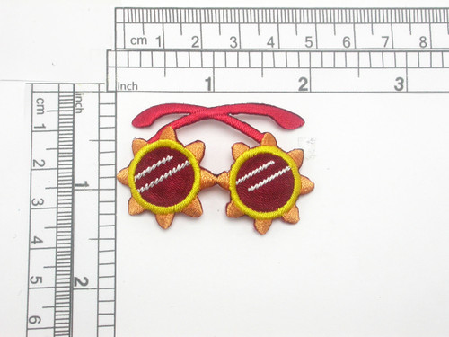 Funky Sun Glasses Shades Iron On Patch Applique 
Embroidered on Wine Acetate Backing
Measures 2 1/16" across x 1 5/16" high approx
