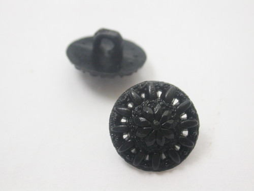 Button 5/8" (15.87mm) Black Flower  - Per Piece