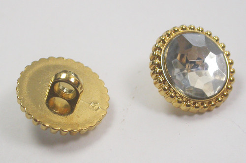 Button 3/4" (19mm) with Clear Gem Accent - Per Piece