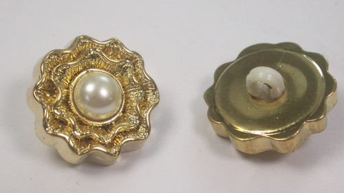 Button 3/4" (19mm) Flower Head with Center Faux Pearl Detail  - Per Piece