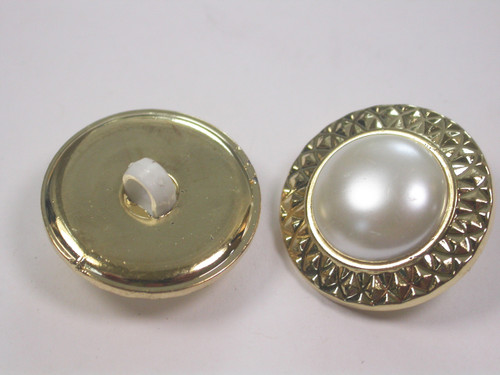 Button 7/8" (22.25mm) Domed with Center Faux Pearl Detail  - Per Piece
