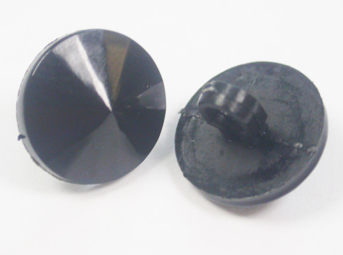 Button 1/2" (13mm) Faceted Cone Black  Light Catching  - Per Piece