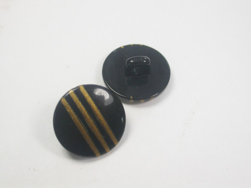 Button 11/16" (17.4mm) Black with Triple Gold Line  - Per Piece