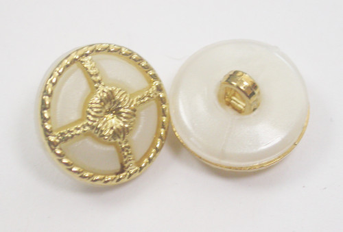Button 5/8" (15.87mm) Gold with Faux Pearl Inset - Per Piece