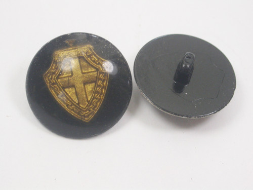 Button 1" (25mm) Warrior Shield Black Background - Per Piece