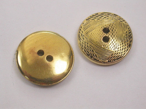 Button 7/8" Gold with Triangle Pattern 2 Hole - Per Piece