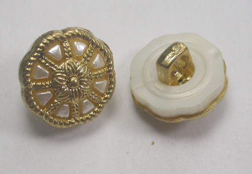 Button 9/16" (14mm) Gold Pearl Color Insets  - Per Piece