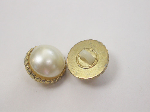 Button 1/2" (13mm) Gold with Faux Pearl Center  - Per Piece