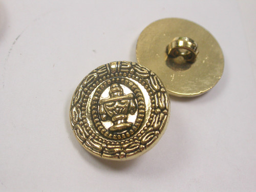 Button 7/8" (22mm) Gold Fancy Center  - Per Piece