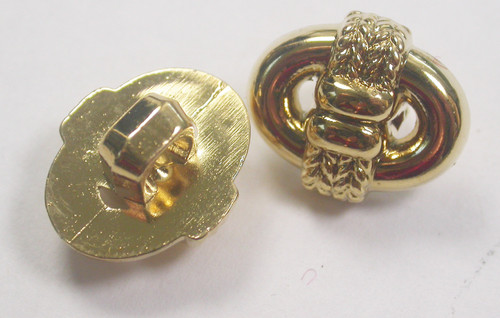 Button 5/8" (15.87mm)  x 1/2" (13mm)Gold with Rope Detail - Per Piece