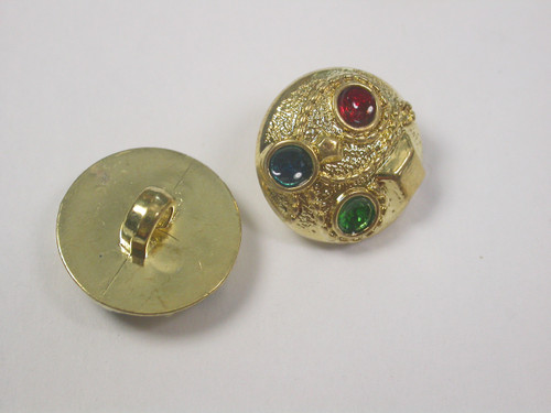 Button 3/4" (19mm) Gold with Color Accents - Per Piece
