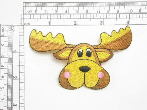 Moose Head Embroidered Iron On Applique

Fully Embroidered 

Measures 4" across x 2 1/2" high approximately