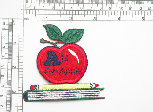 A Is for Apple Classroom Teaching Iron On Applique

Embroidered on Twill Backing with Rayon Threads

Measures 3 1/4" high x 3 1/8" wide approximately