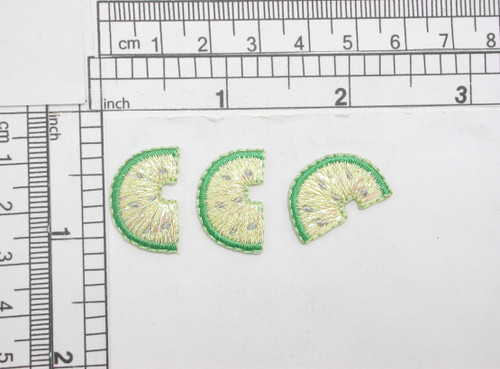 3 x Lime Slice Iron On Patch Applique

Fully Embroidered

Measures 5/8" high x 7/8" wide approximately