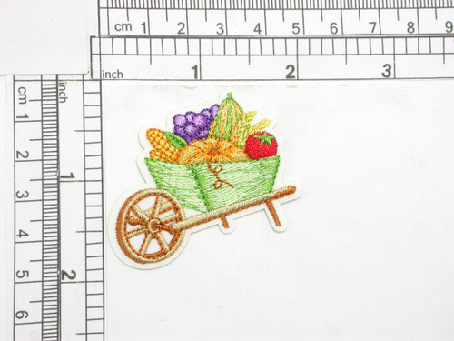 Wheelbarrow with Fall Harvest Embroidered Iron On Patch Applique

Measures 1 5/8" tall x 2" wide