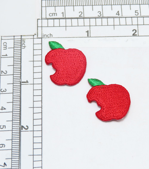 Apple Bite Embroidered Applique 2 Pack

Fully Embroidered 

Measures 1" high x 7/8" wide approximately