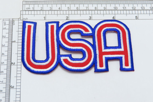USA Patriotic Patch 2 3/8" tall x 4 5/8" 
Fully Embroidered
