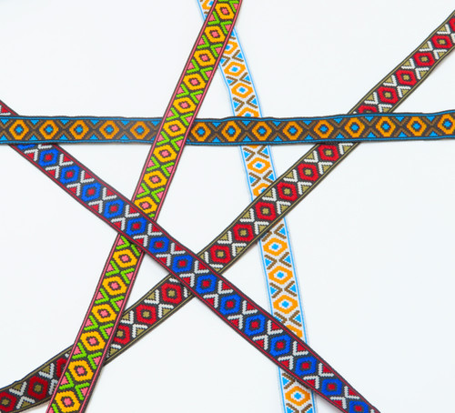 Jacquard Ribbon 5/8" Mayan Diamonds 10 yards