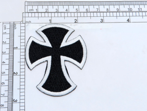 Biker Cross Black & White Iron On Applique

Fully Embroidered

Measures 2 3/4" high x 1 5/16"