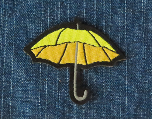 Yellow Umbrella Iron on Woven Patch  Applique     

Measures 43mm x 50mm (1 5/8" x 2") approx