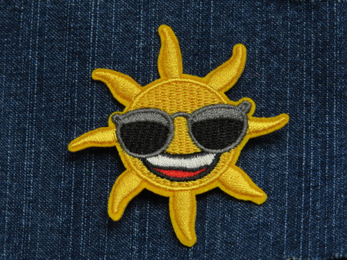 Smiling Sun  Iron On Embroidered Patch Applique