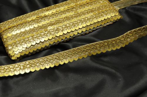 15/16" 24mm Gold Sequin & Sparkle Trim Header - priced per meter 