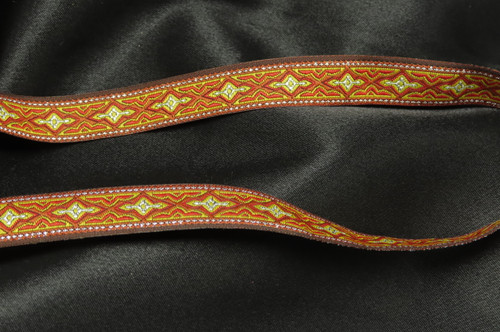 Jacquard Ribbon 1/2" 12mm Madras Curry Color Decorative woven Border 5 Yards